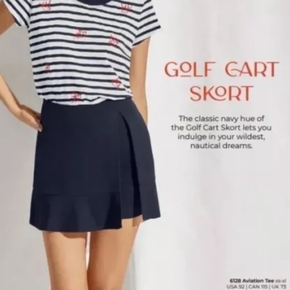 CAbi Navy Blue Golf Cart Skort - Pleated A-Line SZ 2 6195